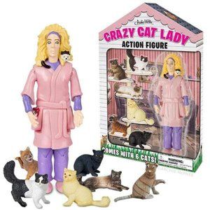 Crazy Cat Lady Figure with Cats - BRAND  NEW!